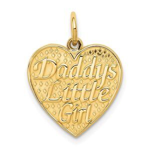 14k Yellow Gold Daddy's Little Girl Heart Charm or Pendant, 15mm